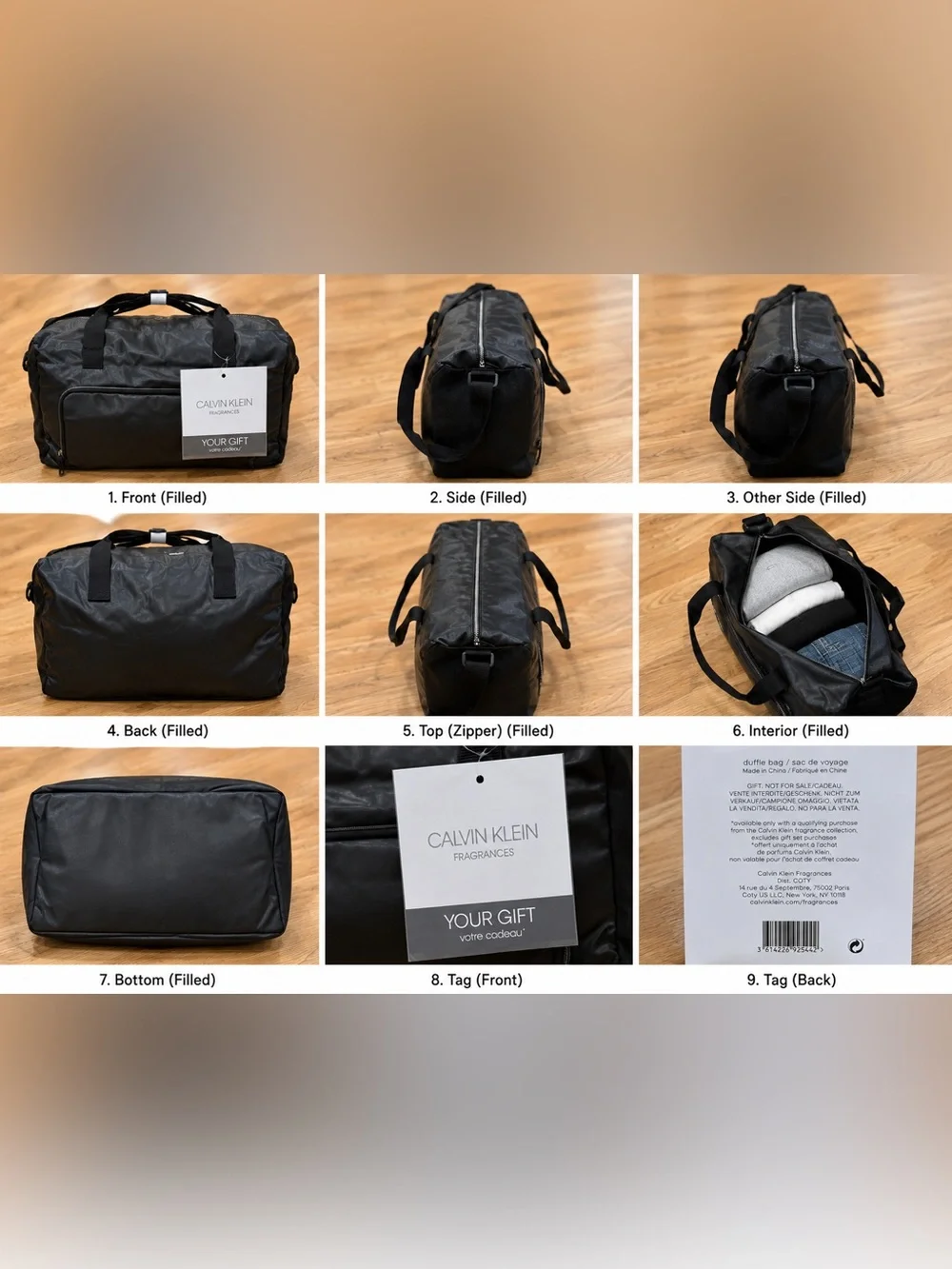 Calvin Klein Fragrances Leather Duffle Bag With  Suede Sides Travel Gym Bag